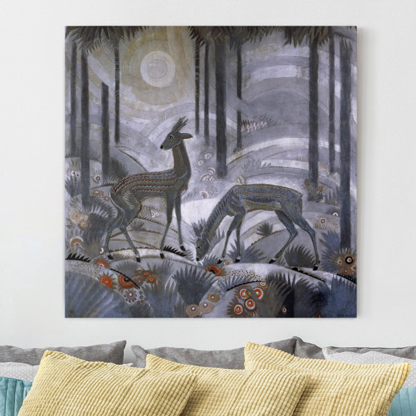 Union Rustic Leinwandbild Zwei Rehe Im Wald Von Jean Dunand Wayfair De